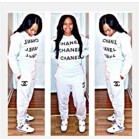 grey chanel sweatpants|chanel sweatsuit.